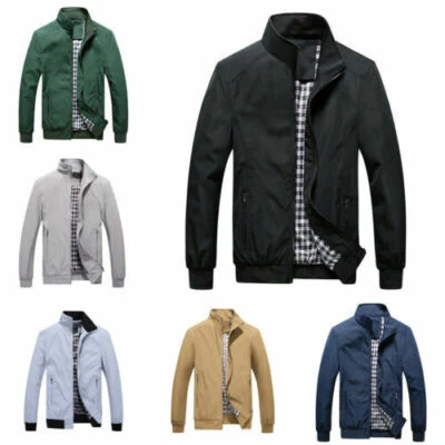 Mens Autumn New Coat Tops Bomber 1970's Classic Mens Retro Vintage  Jacket Solid - Image 1 of 4