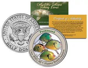 PUNKINSEED * Señuelos de pesca antiguos coleccionables * Medio dólar JFK Kennedy moneda de EE. UU. - Imagen 1 de 1