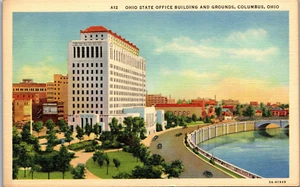 Ohio State Office Building & Grounds Columbus Ohio Leinen unpostiert PC347 - Bild 1 von 2