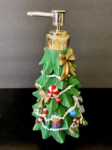 Vintage Christmas Tree Shaped Soap Dispenser 8 1/4” Resin - Picture 1 of 6