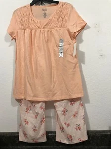 CROFT & BARROW - 2 PIEZAS. ROPA DE DORMIR MUJER - COLOR MELOCOTÓN - TALLA PEQUEÑA (TW-3994) - Imagen 1 de 7