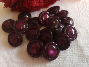 Lot 15 boutons vintage violet/prune   lumineux travaillé pied 1,4 cm ref 5704 - Picture 1 of 2