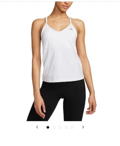 NWT Nike Indy Tank Top Women XL White Stretc Racerback Strap Built-In Bra *READ - Picture 1 of 14