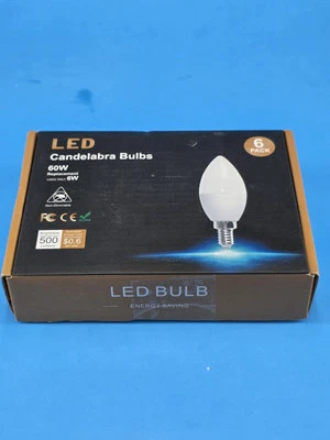 LED Candelabra Bulbs, E12 Ceiling Fan Light Bulbs Small Base, 6W Equivalent 60W, - Image 1 of 4