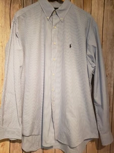 Ralph Lauren Blake Men's Size Large 100% Cotton Blue White Striped Dress Shirt - Picture 1 of 7