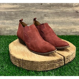 Lucky Brand Women - Size 9M - Red Suede Ankle Boots - Picture 1 of 8