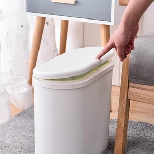 Trash Can Rubbish Container Stylish Slim Trash Bin for Bedroom Toilet Study - Picture 1 of 14