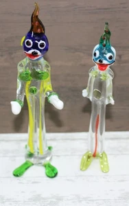 Vintage Murano-Style Lampwork Glass Clown Figures Pair 5 Inch vintage (a) - Picture 1 of 16