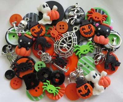 Lot of 50 Buttons & Charms Mix - (Novelty, Shank, Round, Flatbacks) HALLOWEEN #6 - Image 1 of 2