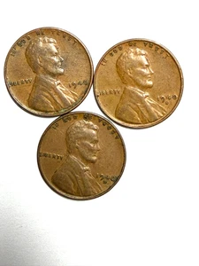 1940P 1940D und 1940S Lincoln Wheat Cents sehr schöne Münze 1125 - Bild 1 von 1