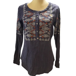 Sundance Embroidered Boho Tunic Top, Navy, Women's Size Small - Picture 1 of 6