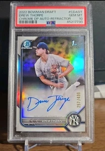 2022 Bowman Draft Chrome Draft Pick Auto Drew Thorpe /499 #CDA-DT PSA10 GEM-MT - Imagen 1 de 2