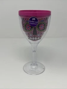 Cool Gear "Wine Glass" Tumbler Insulated Travel Chiller Cup - Day of The Dead - Picture 1 of 7