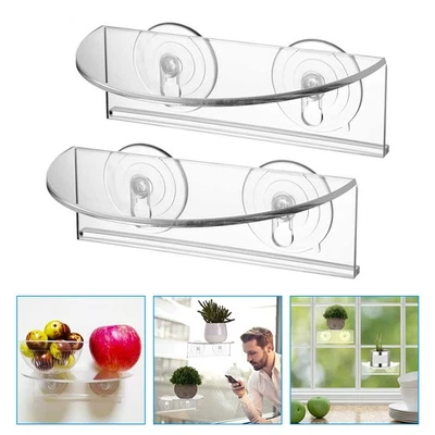  2 Pcs Etagere Ventouse Fenetre Support De Casserole Étagère À Fleurs - Imagen 1 de 4