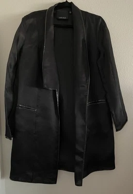 Carlisle Duster Blazer Jacket Sheer Black Silk Size 12/L Quite Luxury Old Money - Image 1 of 4