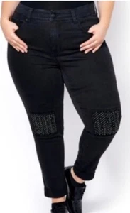 Seven7 Black Skinny Jeans Melissa McCarthy Womens Size 18W Studs Embellished New - Picture 1 of 14