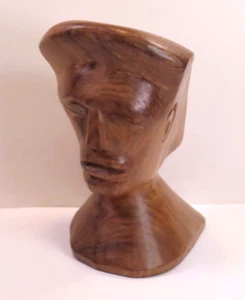 Vintage Fiji Hand Carved Wood Art Head Bust Statue 6" Tall - Picture 1 of 14