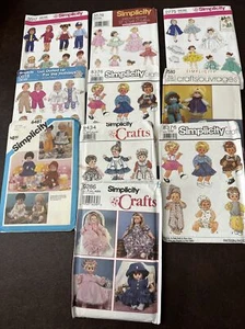 Lot of 10 Simplicity UNCUT Doll Patterns 8" to 18" - Picture 1 of 11