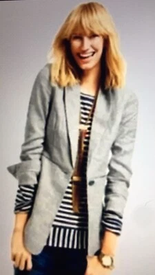 Cabi Women’s Size: 10 Grey/blue Blazer Linen Cotton Blend Preppy Career - Image 1 of 4