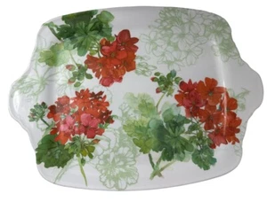Keller Charles Gail Flores Geraniums Melamine Appetizer Slider Platter Tray - Picture 1 of 17