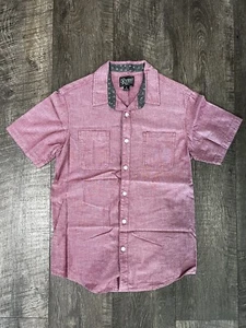 Retrofit Brand MFG Short Sleeve Button Down Shirt Maroon Red Mens Size Small - Picture 1 of 4