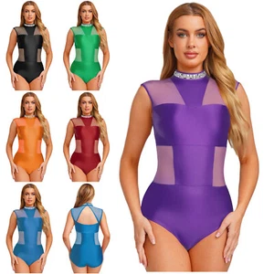 Womens Dancwear Performances Jumpsuit Modern Bodysuit Ballet Patchwork Sparkle - Picture 1 of 81