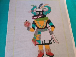 Needlepoint Canvas Black Ogre Kachina Southwest Design 12x16 Unfinished - Picture 1 of 3