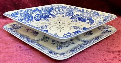 A Rare Spode Signature Blue & White Pierced Strawberry Basket & Dish. Ltd Edt.  - Image 1 of 4