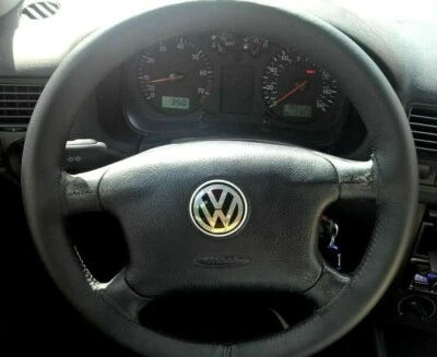 Pour VW Golf MK4 97-05 Noir Housse Volant Cuir Sélectionnez Couleur Point - Photo 1/4