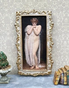 Miniature Dollhouse DRAMATIC Framed Print 18th century NUDE lady in chiffon 1:12 - Picture 1 of 4