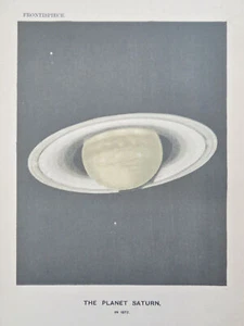 Saturn & Ringe Teleskopansicht 1885 Astronomie Planetenansicht Druck - Bild 1 von 2