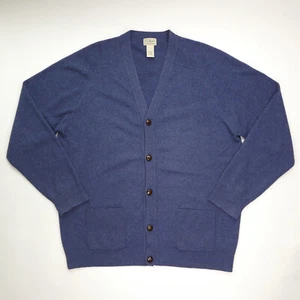 LL Bean Lambs Wool Cardigan Sweater Mens XL Tall Blue Knit Button Pockets - Bild 1 von 11