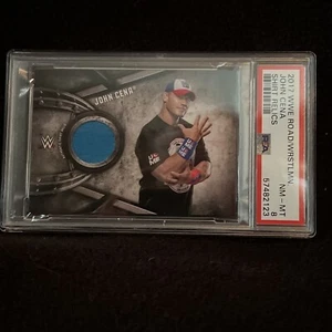 2017 Topps WWE Road To Wrestlemania John Cena Shirt Relic Peacemaker PSA 8 POP 1 - Picture 1 of 7