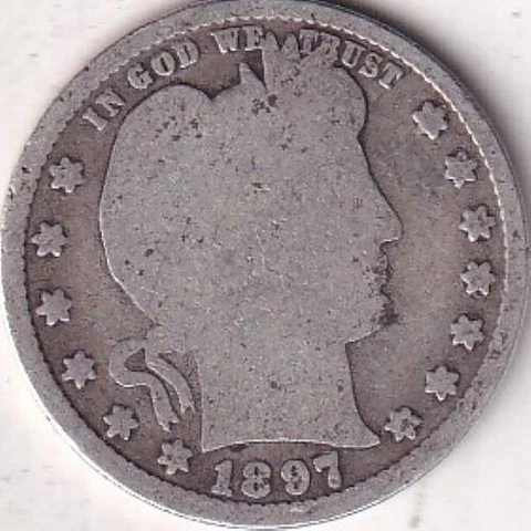 1897 SILVER Barber Quarter - G - #207 - BEAUTIFUL COLOR - BEAUTIFUL COIN Cover