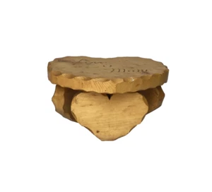 Vintage Handmade Solid Wood Small HEART Shaped Stool Stand - Nice!! - Picture 1 of 4