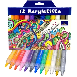 Acrylstifte 12 Farben Set wasserfest Marker Steine bemalen ausmalen DIY KUNSTIFY - Bild 1 von 8