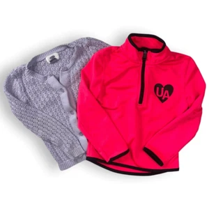 Girls 4T 1/2 Zip Pullover Cardigan Sweater Bundle Lot Under Armour Old Navy Knit - Picture 1 of 12