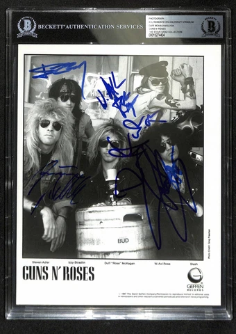 Guns N’ Roses Original Band x5 Signed 8x10 Photo BAS (Grad Collection) Cover