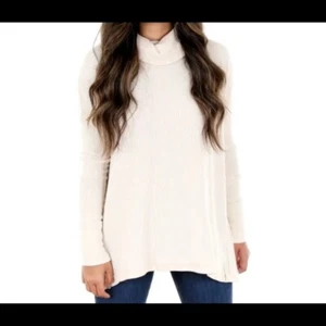 Free People We the Free Juicy Langarm-Top Wasserfallausschnitt hinten offen gerippt Medium - Bild 1 von 20