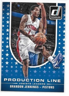 2014-15 Donruss Basketball Production Line Assist Brandon Jennings Pistons - Imagem 1 de 2