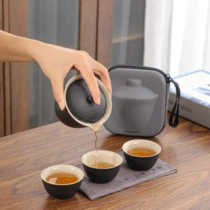 On Sales Reisen Teeservice Tragbar Beutel Keramik Rohkeramik Teekanne Teetassen - Bild 1 von 22