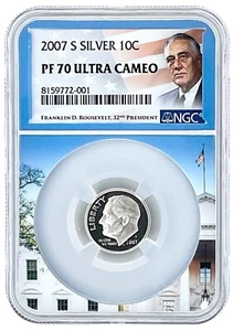 2007 S Silver Roosevelt Dime NGC PF70 Ultra Cameo - White House Core - Picture 1 of 2