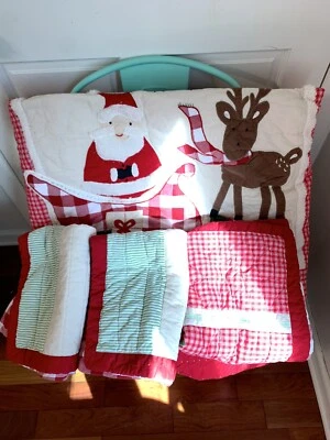 2014 Pottery Barn Kids Santa & Friends Christmas Full Queen Quilt & 3 Shams - Image 1 of 4