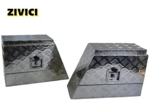 Pair of 24"x10"x16" Aluminium Tool Box Trailer Truck UnderBody ToolBox +Lock - Picture 1 of 11