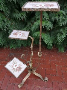 Etagere/Gestell/Blumenständer Schmiedeeisen mit Kacheln, Vintage - Bild 1 von 7