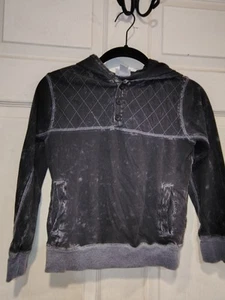 Mossimo Boy's Size S Black Marble Wash Hooded Long Sleeve Shirt - Picture 1 of 7