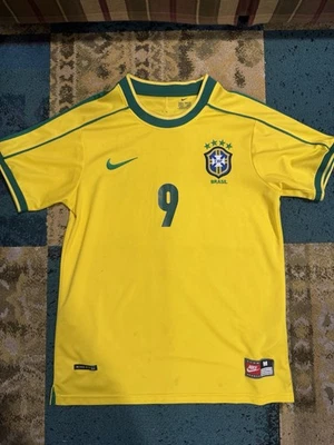 Nike Men's Brazil Home Ronaldo 1998 Soccer Jersey Size M - Image 1 of 4