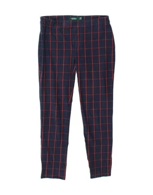 Женские узкие повседневные брюки RALPH LAUREN США 2 XS W30 L27 темно-синий чек AV01 - Изображение 1 из 3