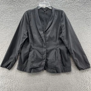 Eileen Fisher Jacket Womens XL Gray Linen Blend Stretch Lightweight Zip Blazer - Picture 1 of 13