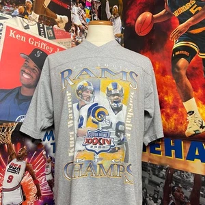Vintage St. Louis Rams Kurt Warner Super Bowl 34 Champions Jersey Tee Sz XL - Picture 1 of 6